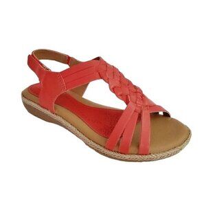 SOFTSPOTS by Söfft | Red Tangerine Sheela Leather Slingback Sandals NIB